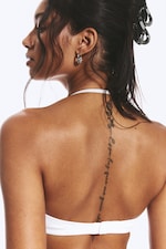 White - Soft Ribbed Halter Bra - 3