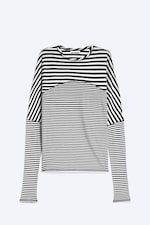 Schwarze & weiße Streifen - Longsleeve mit Fledermausärmeln - 0
