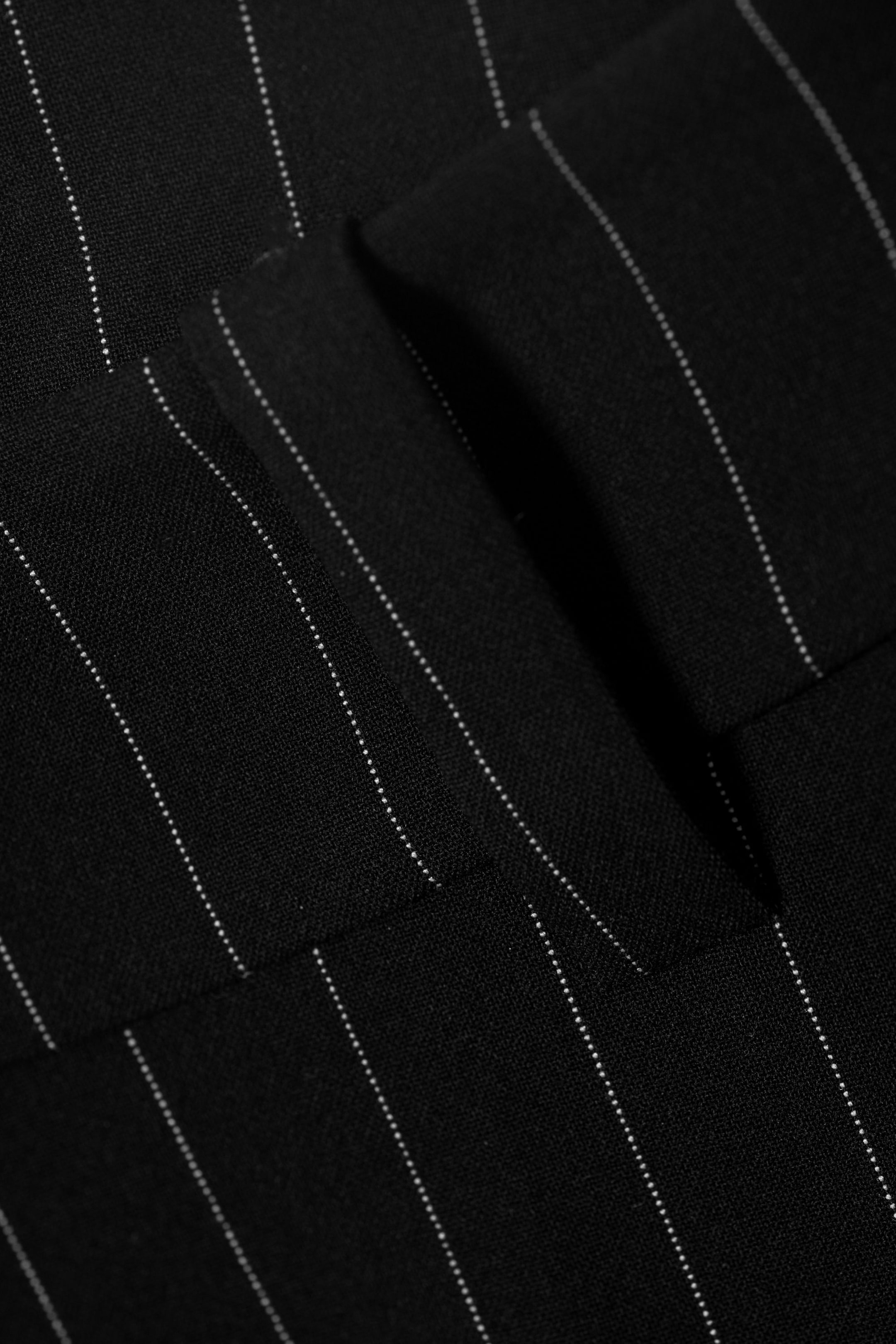 Black Pinstripe - Keel Low Suiting Trousers - 1