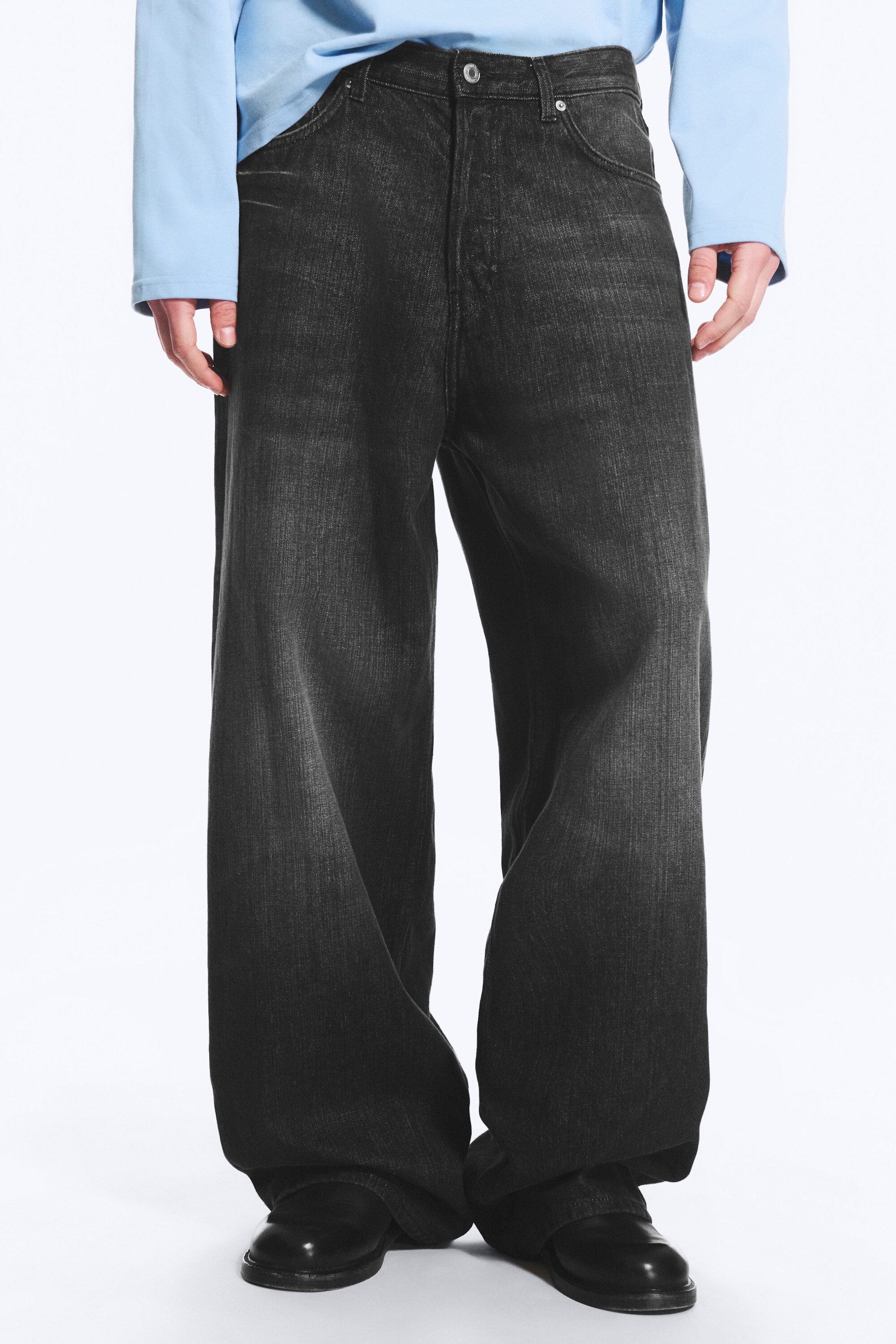 Chelsea Black - Black - Astro Mid Rise Loose Baggy Unisex Jeans - 2