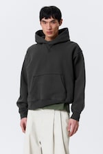 Washed Black - Boxy Cotton Fleece Hoodie - 0
