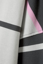 Grau & Pink gestreift - Quadratisches langärmeliges T-Shirt aus Baumwolle - 1