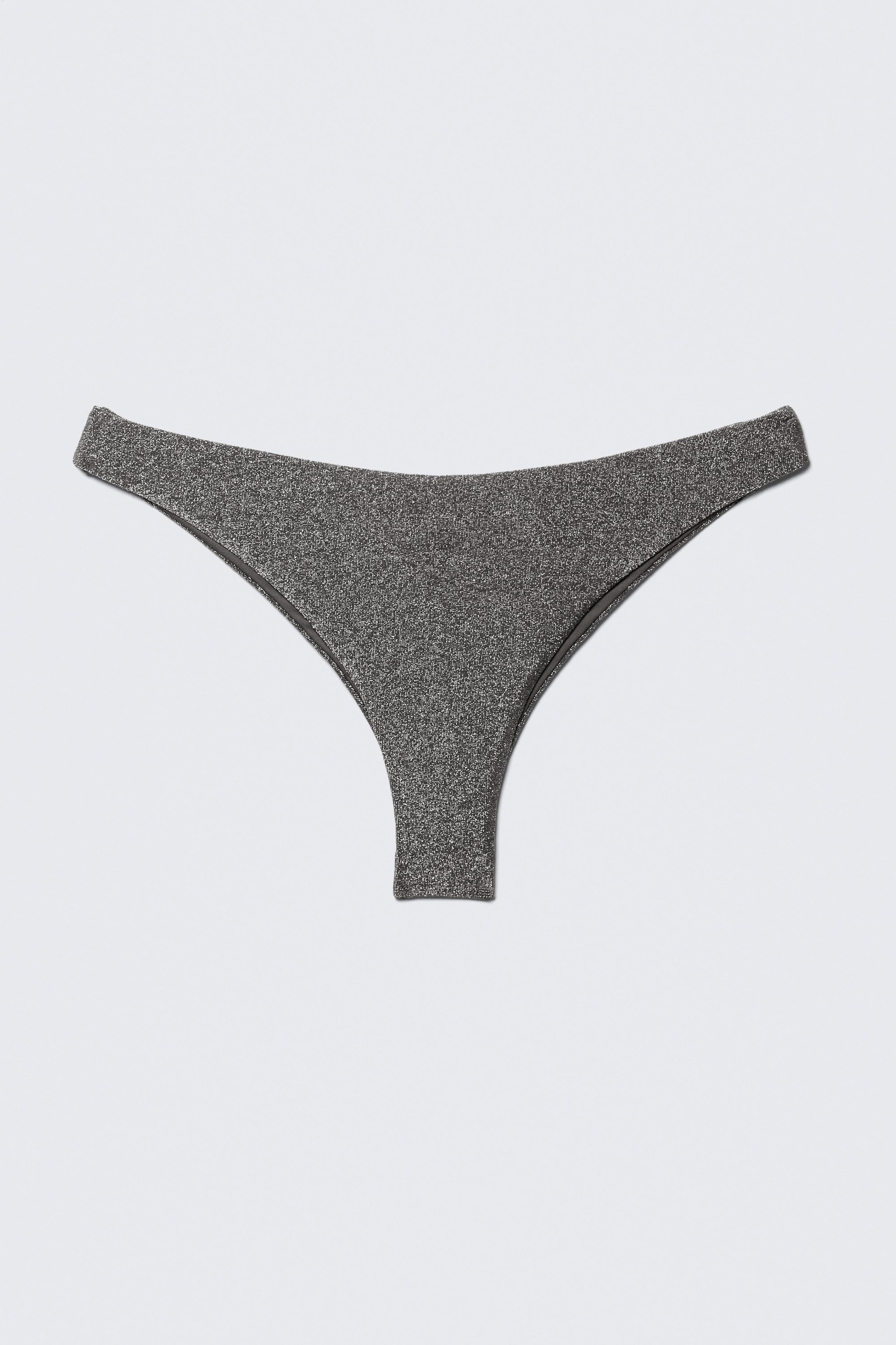 Grey - Glitter - Mid-Rise Glitter Brazilian Bikini Bottoms - 3