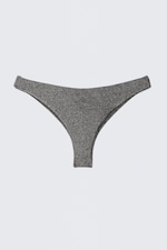Grey - Glitter - Mid-Rise Glitter Brazilian Bikini Bottoms - 3
