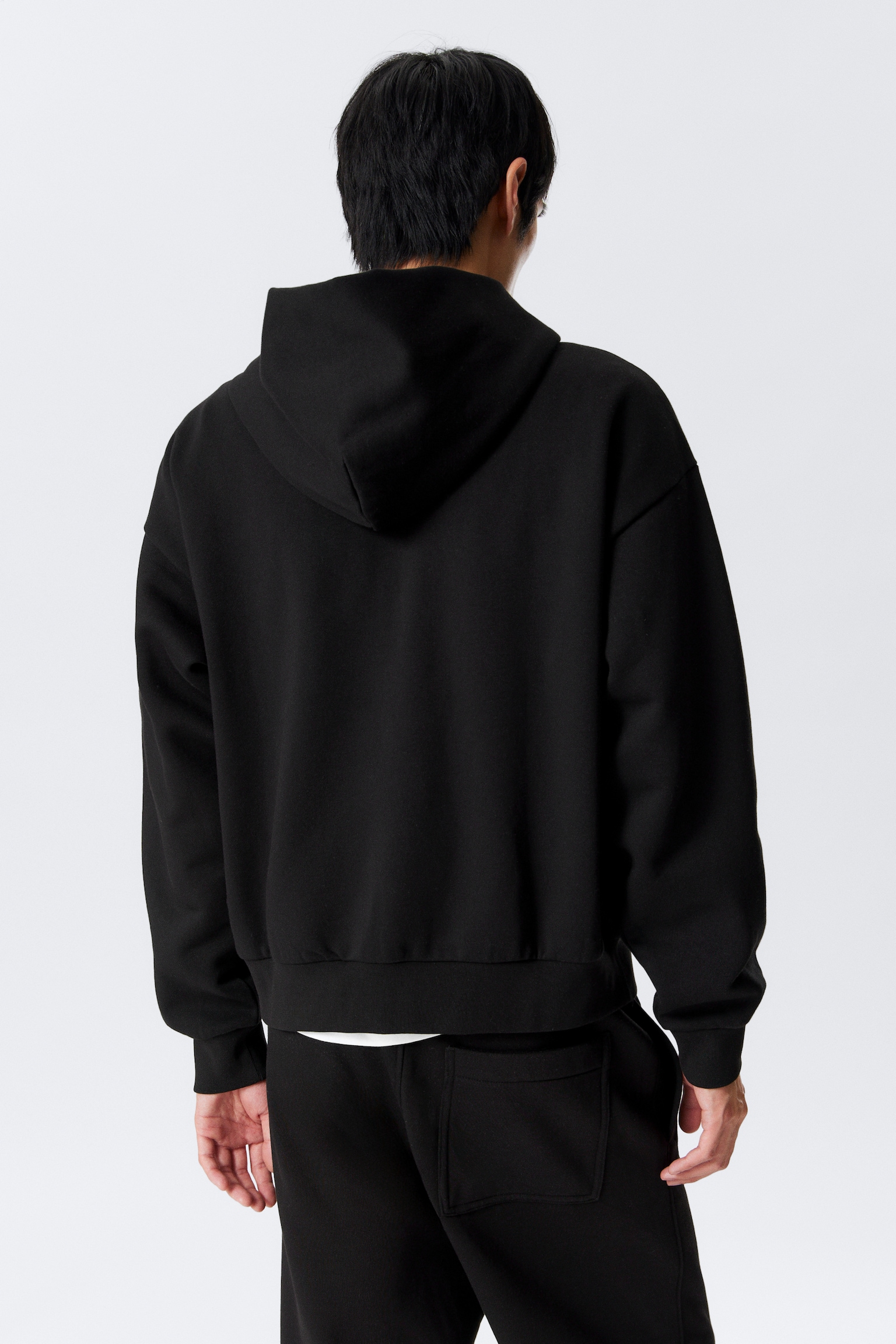 Loose Fit Zip Hoodie - Black/Grey Melange/Dark Brown - 5