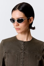 Silver - Dark Lenses - Oval Metal Sunglasses - 0