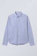 Splattered Lilac Stripes - Relaxed Printed Button-up Cotton Shirt - 3
