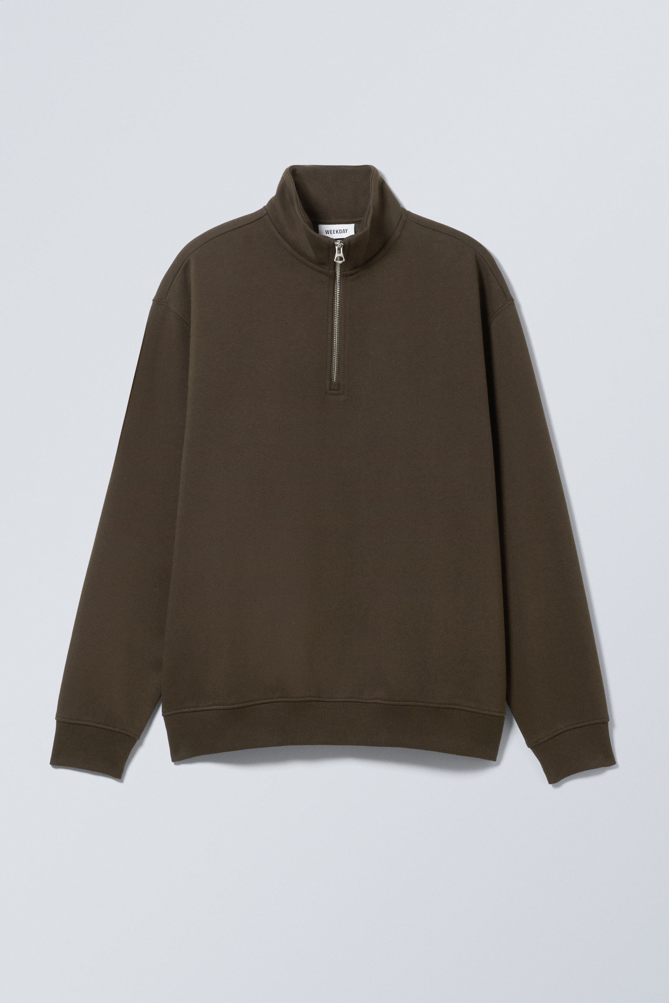 Dark Brown - Relaxed Heavy Half Zip Sweater - 0