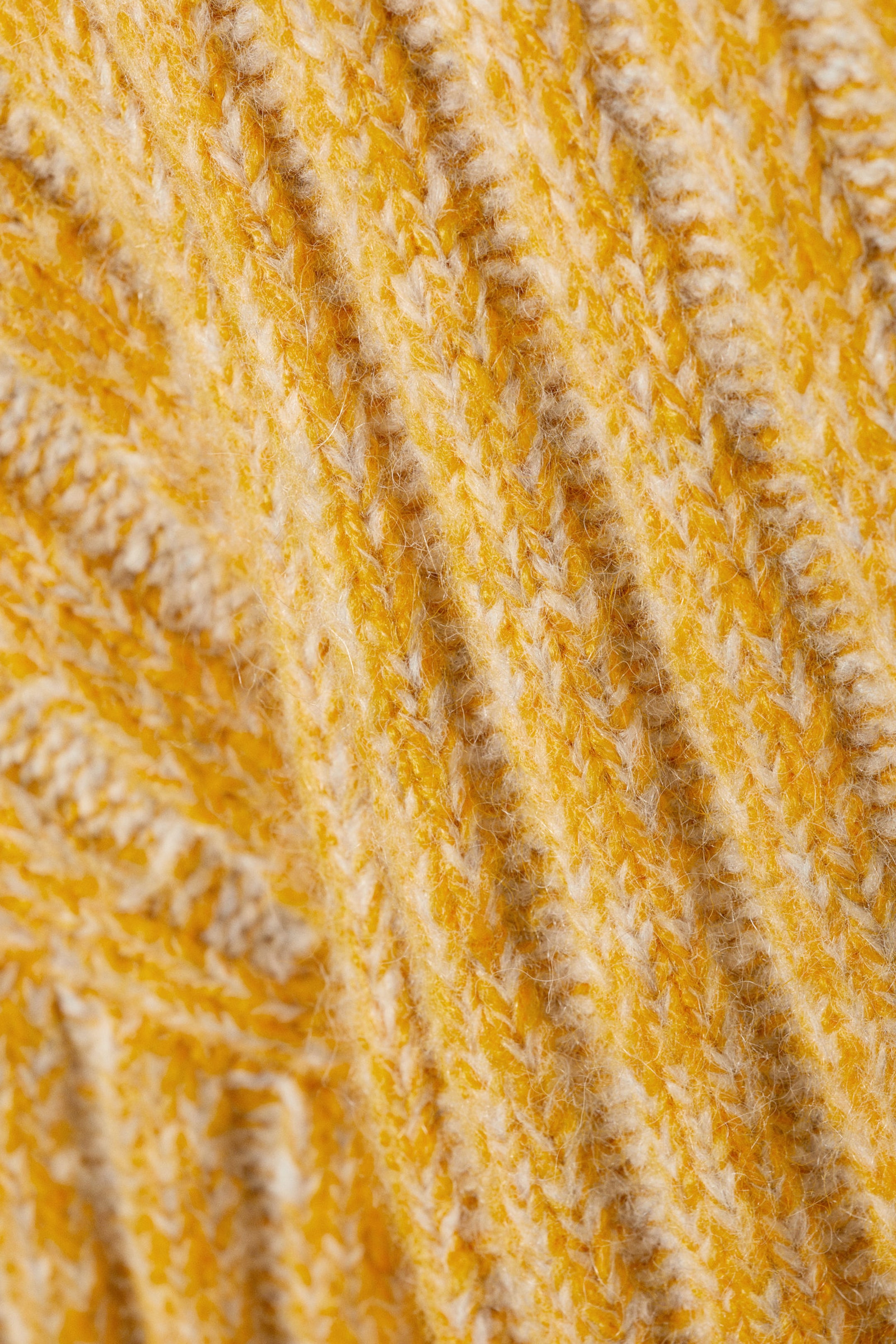 Yellow Melange - Cropped Rib-Knit Sweater - 1