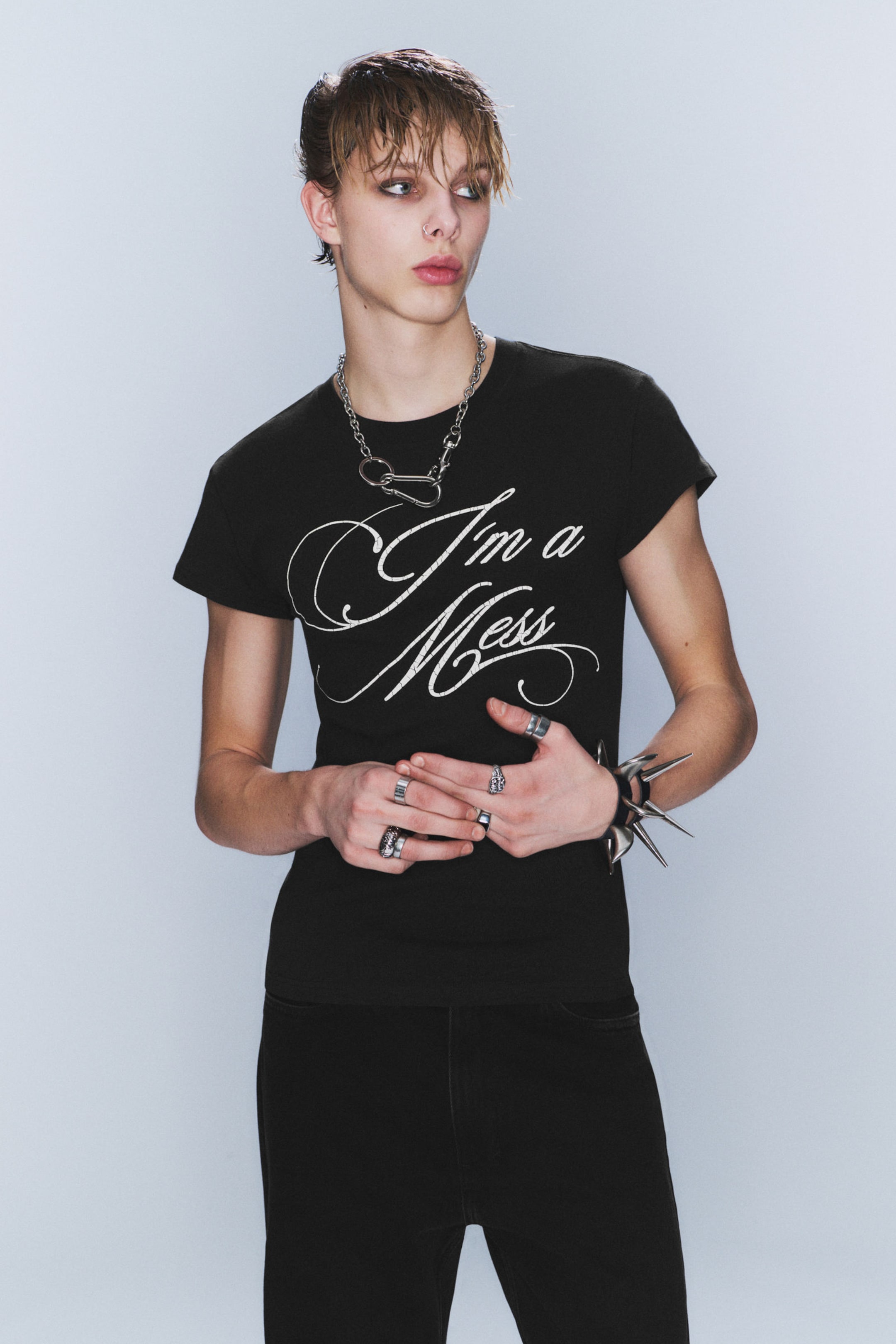 Black - I'm a Mess - CM x LB Fitted Short-Sleeved Unisex T-shirt - 5