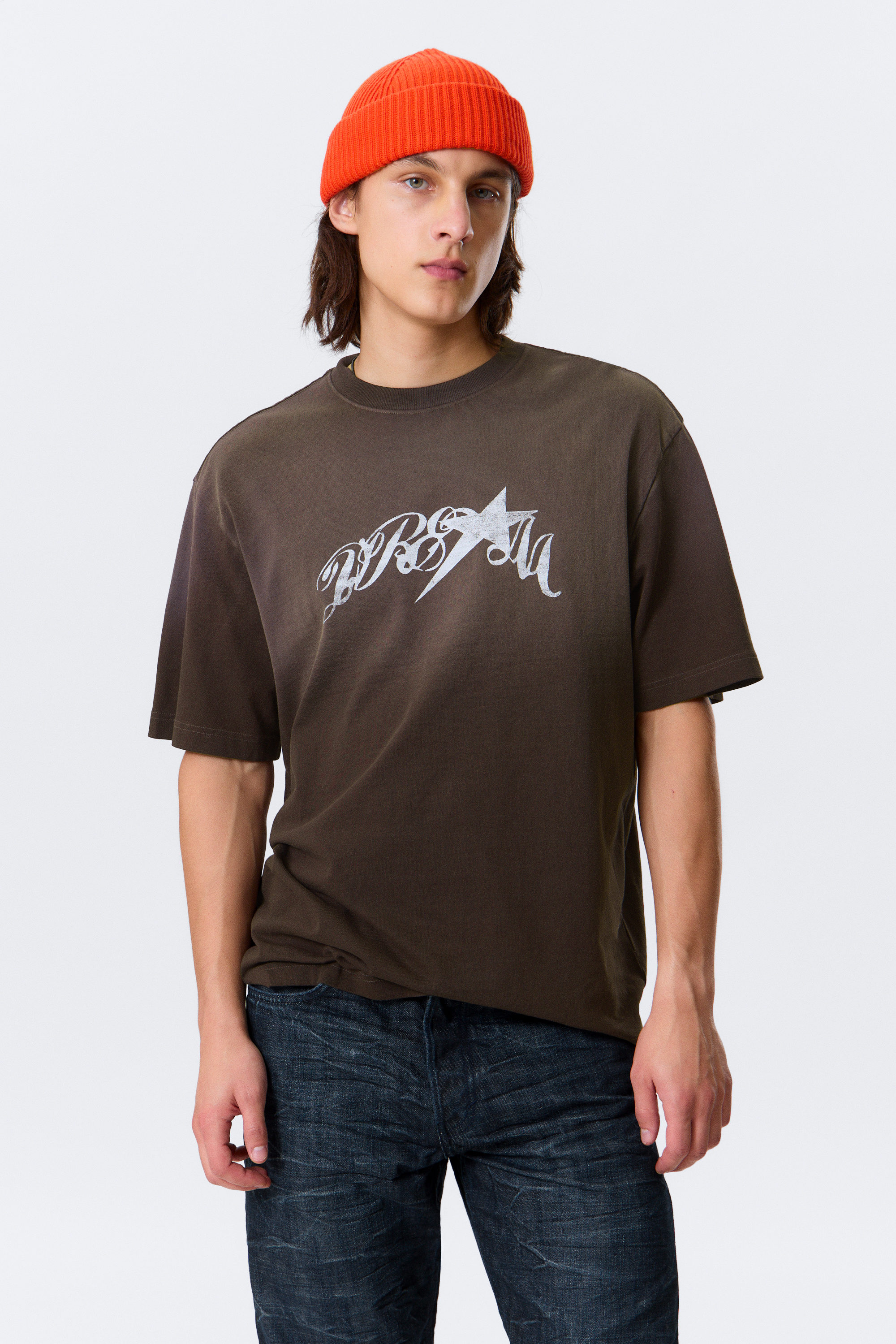 Dark Brown - Drea8m - Relaxed Graphic Printed T-shirt - 1