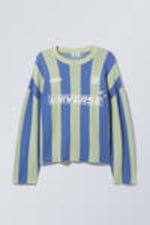 Green & Blue Stripe - Loose Soccer Team Knitted Sweater - 0