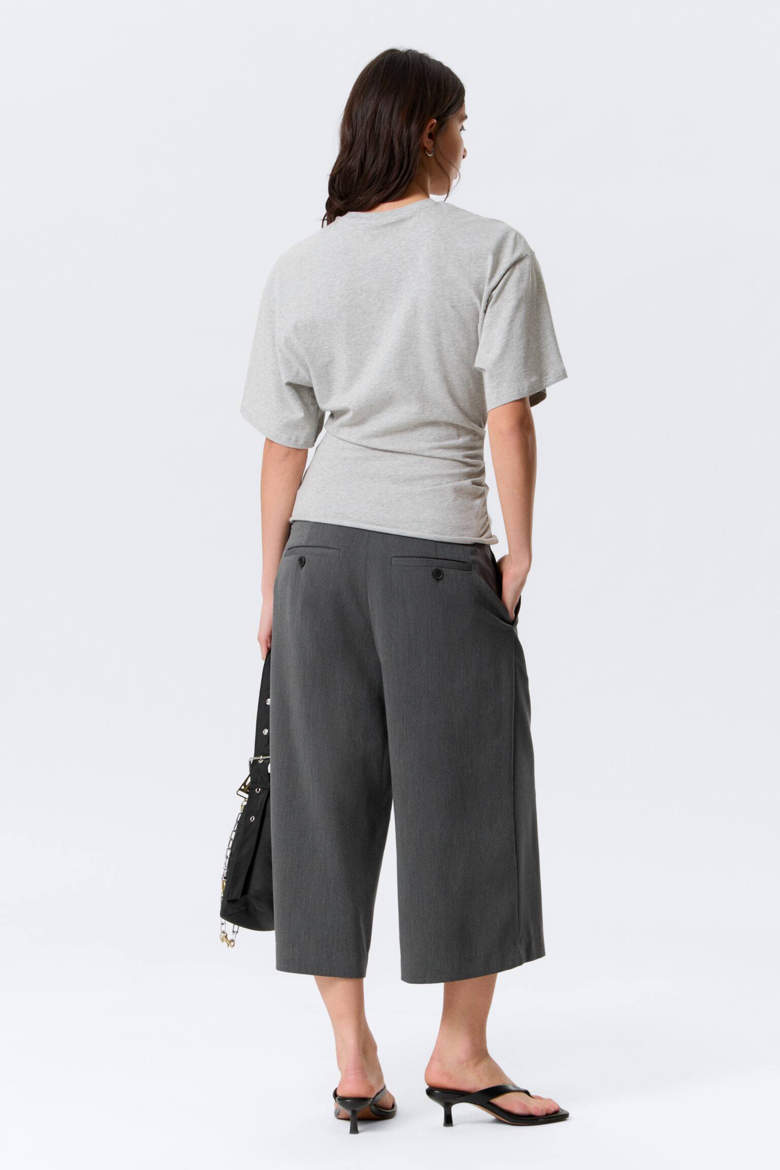 DRAPIERTES, ENG ANLIEGENDES T-SHIRT - Grau meliert - 6