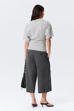 Grey Melange - DRAPED FITTED T-SHIRT - 3