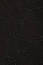 Dark Brown - Rhinestone Long Sleeve Mesh Top - 1