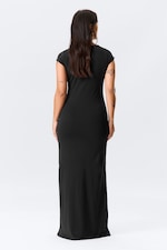Black - Pierced Short-Sleeved Maxi Dress - 3