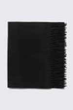 Black - Long Woven Wool Scarf - 0