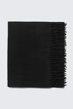 Black - Long Woven Wool Scarf - 1