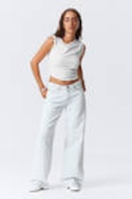 Ice Blue - Light Blue - Ample Low Rise Loose Wide Leg Jeans - 0