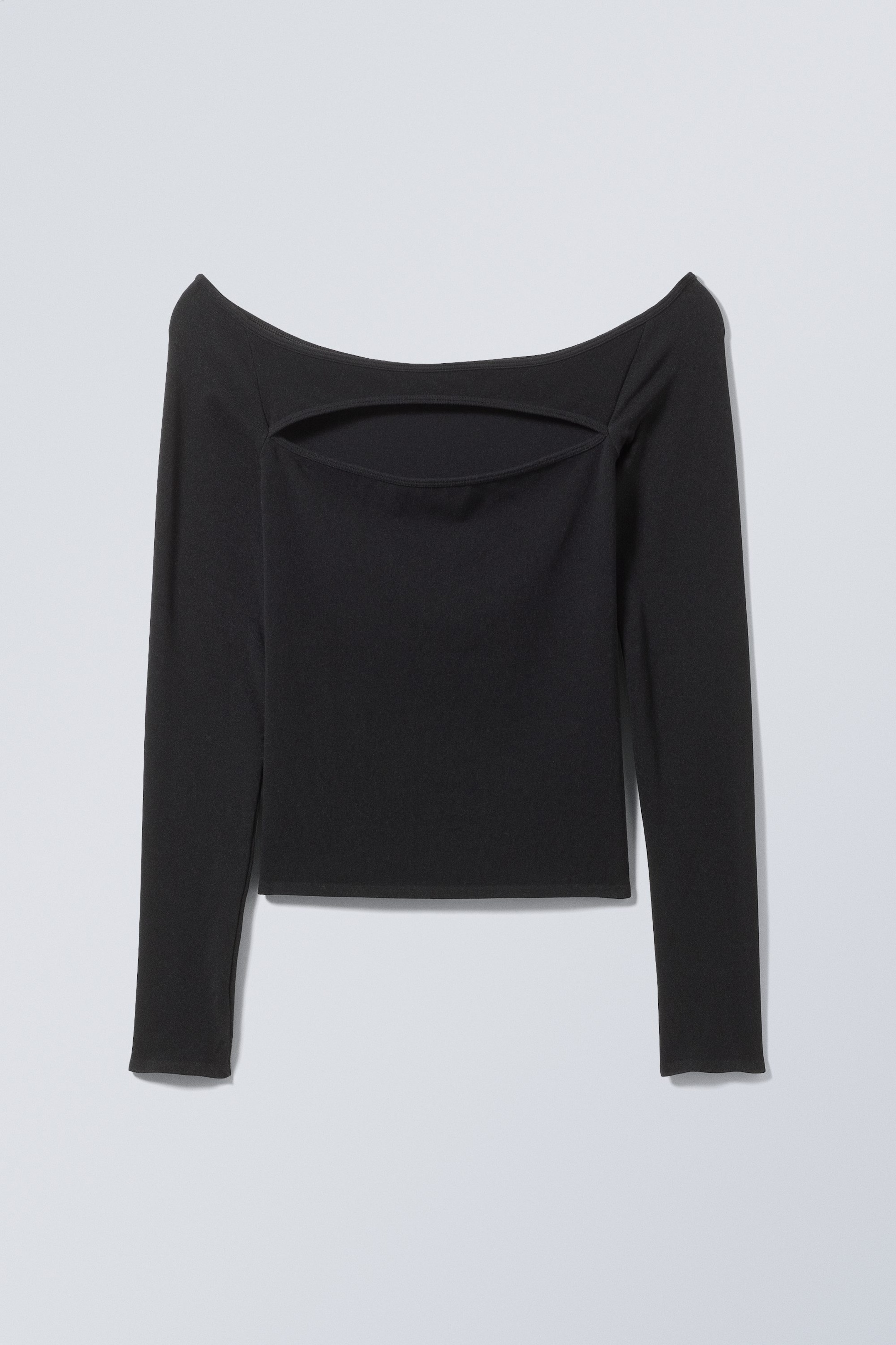 Schwarz - Langarmtop Evie mit Cut-out - 0