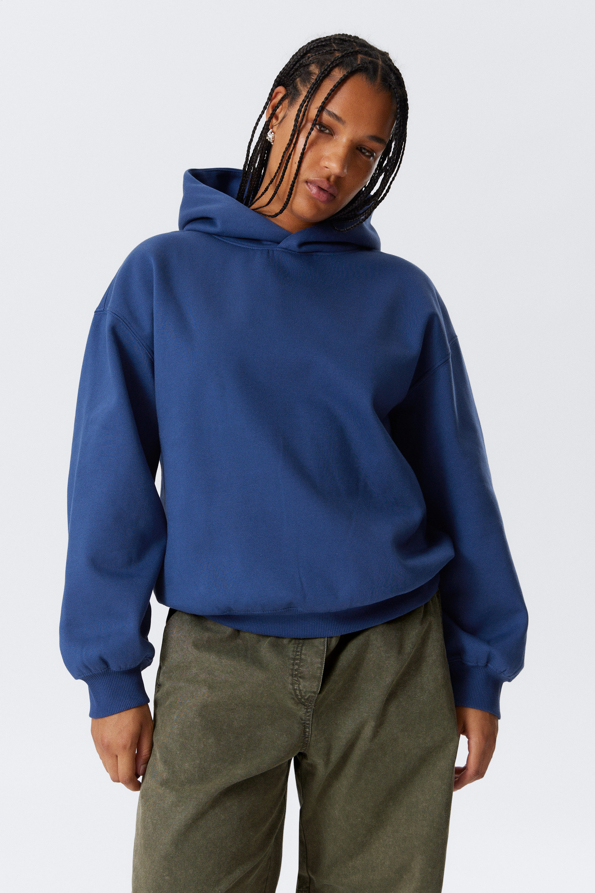 Dark Blue - Oversized Heavy Cotton Fleece Hoodie - 1