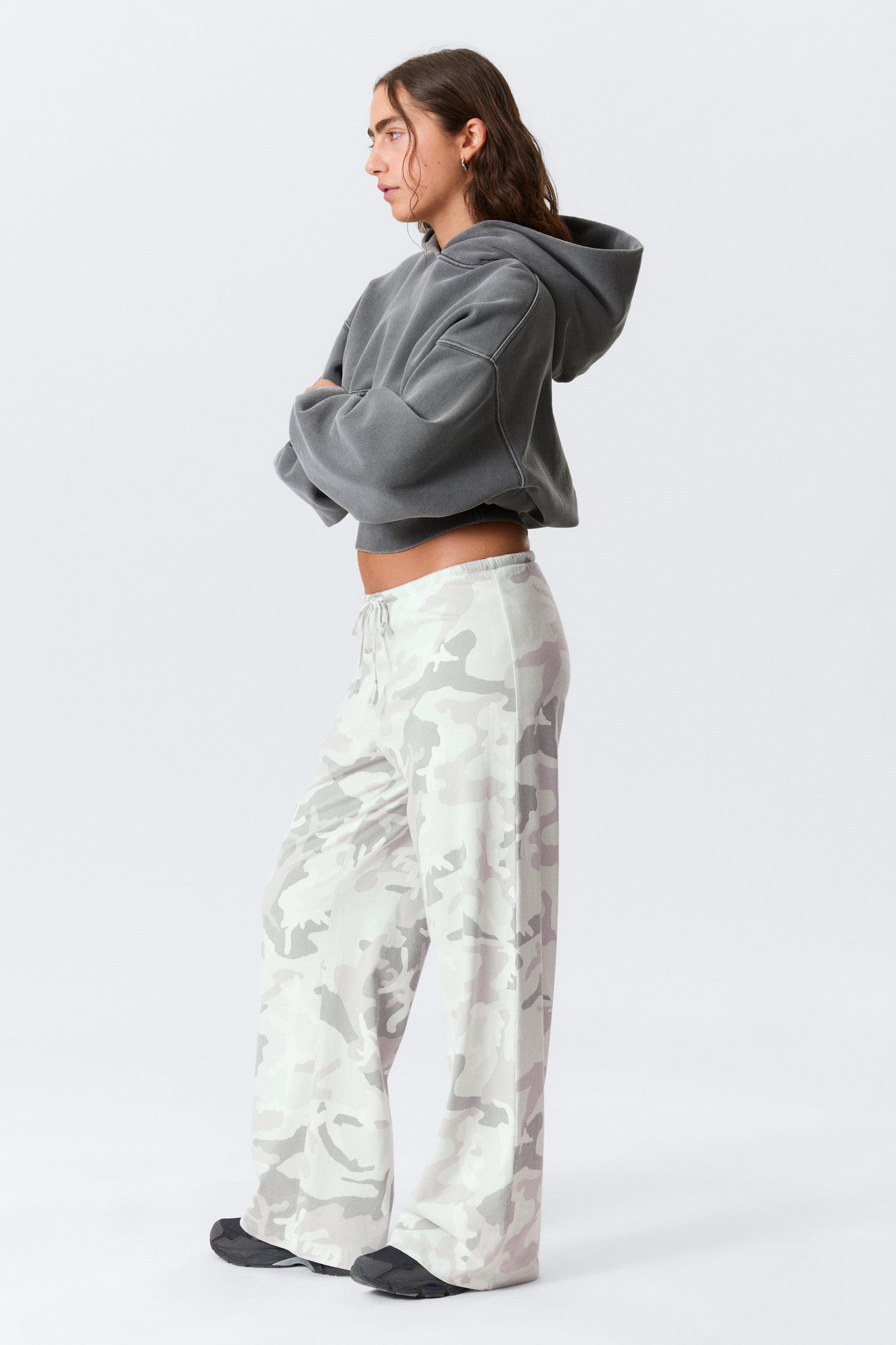 White - Camo - Printed Wide-Leg Pull-On Trousers - 2