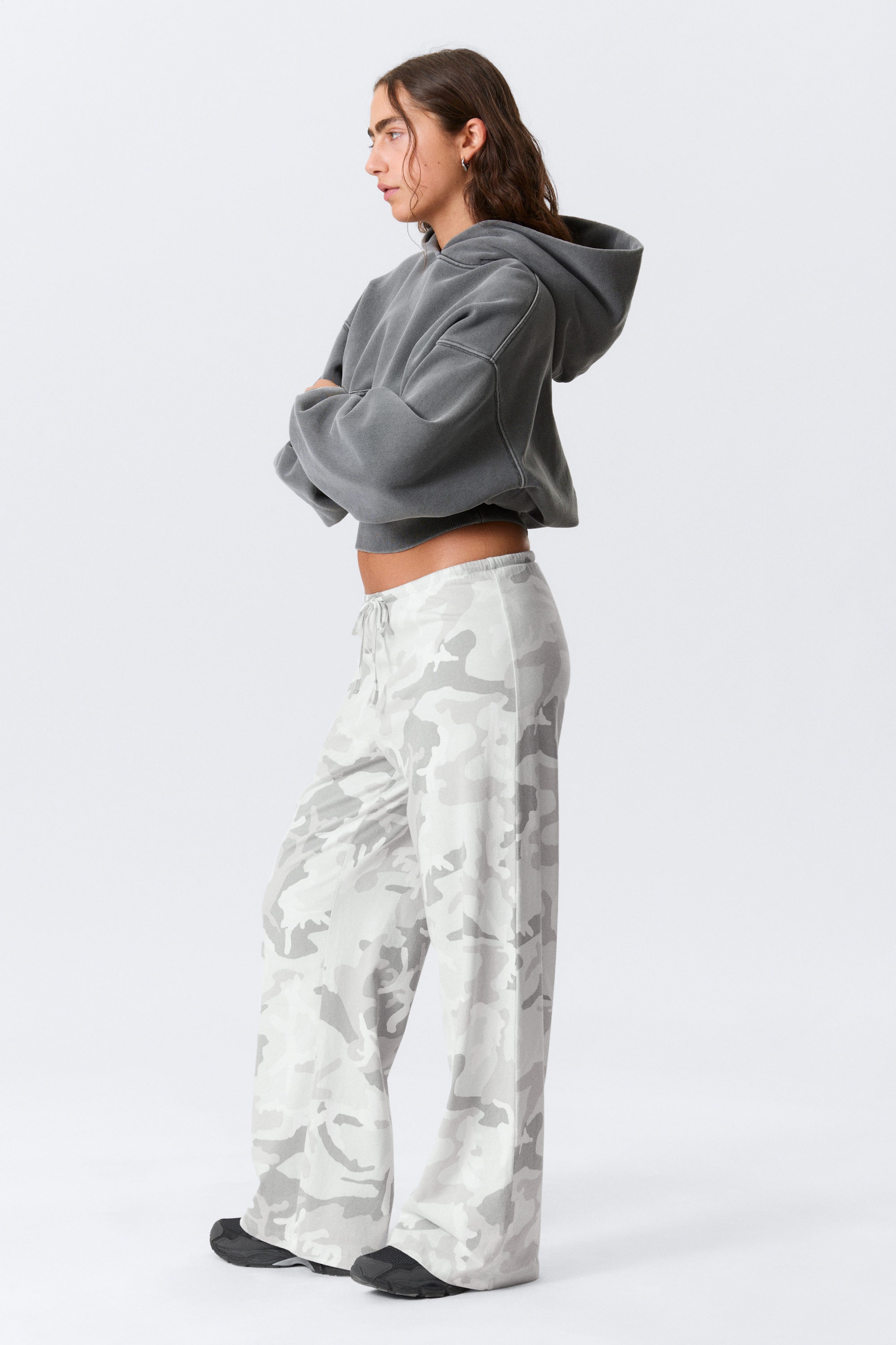 White - Camo - Printed Wide-Leg Pull-On Trousers - 2