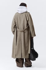 Light Beige - Kia Oversized Wool-Blend Double-Breasted Coat - 5