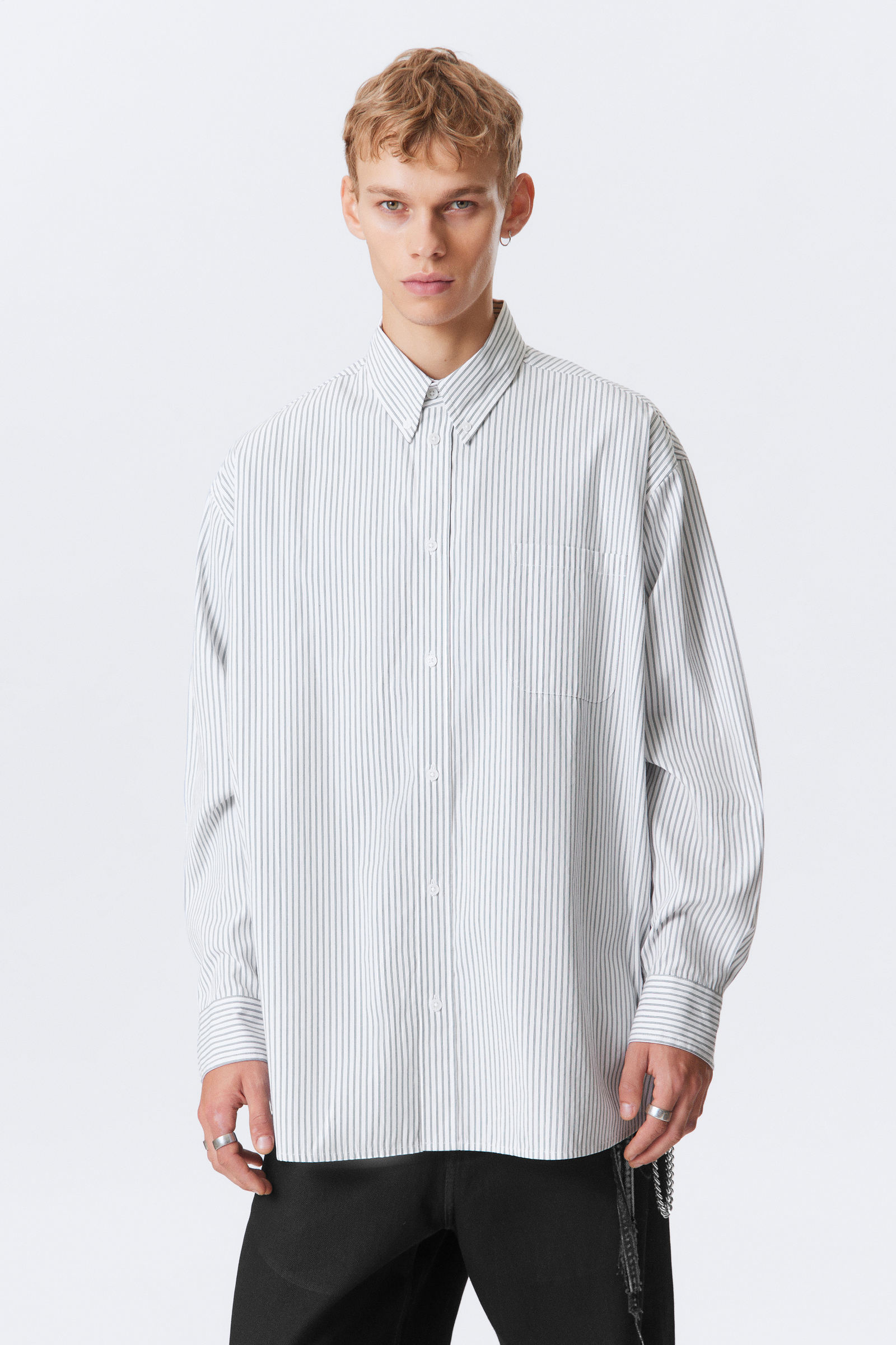 Weekday Oversized Striped Button-down Shirt