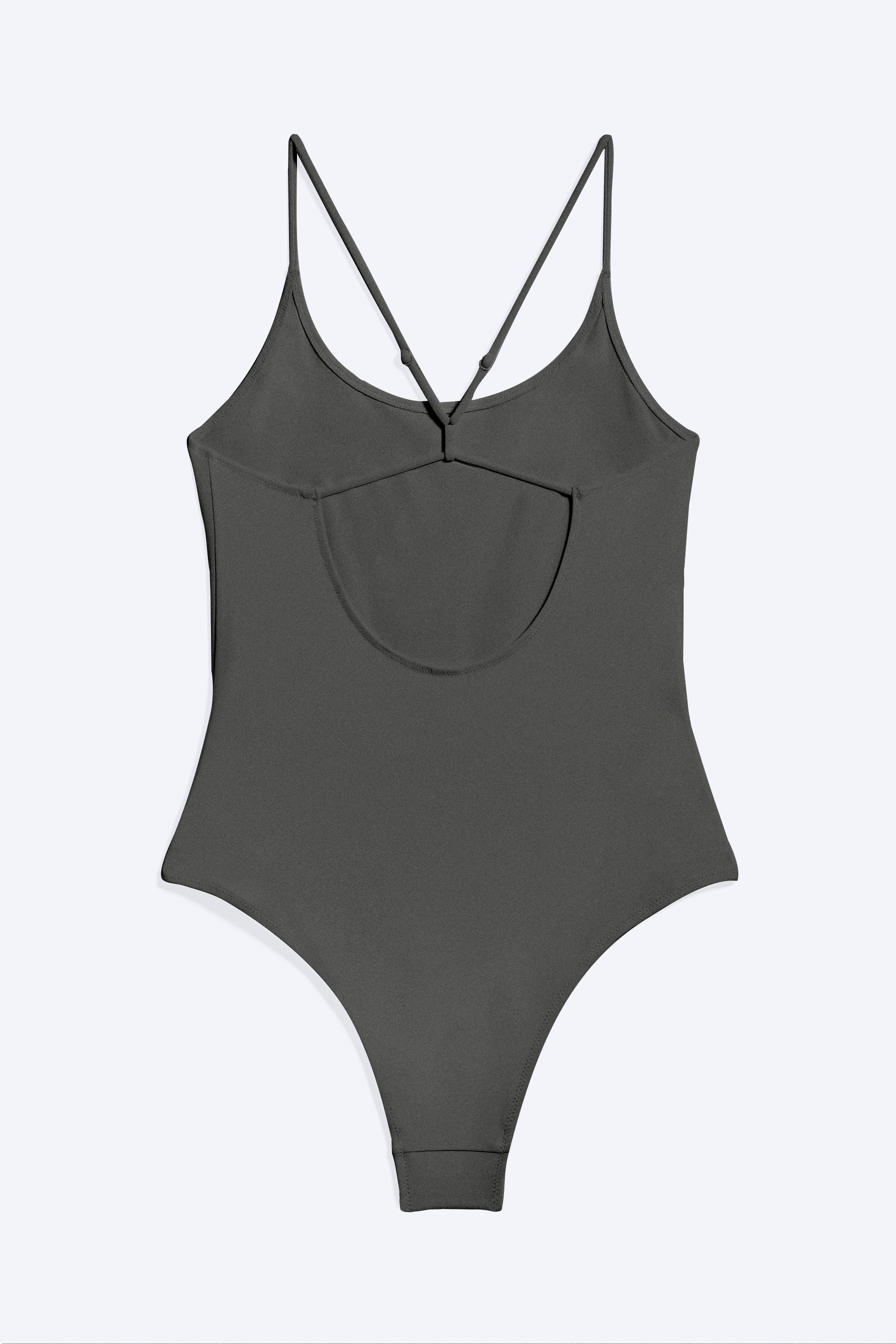 Costume da bagno con schiena a vogatore - Grigio scuro/Nero