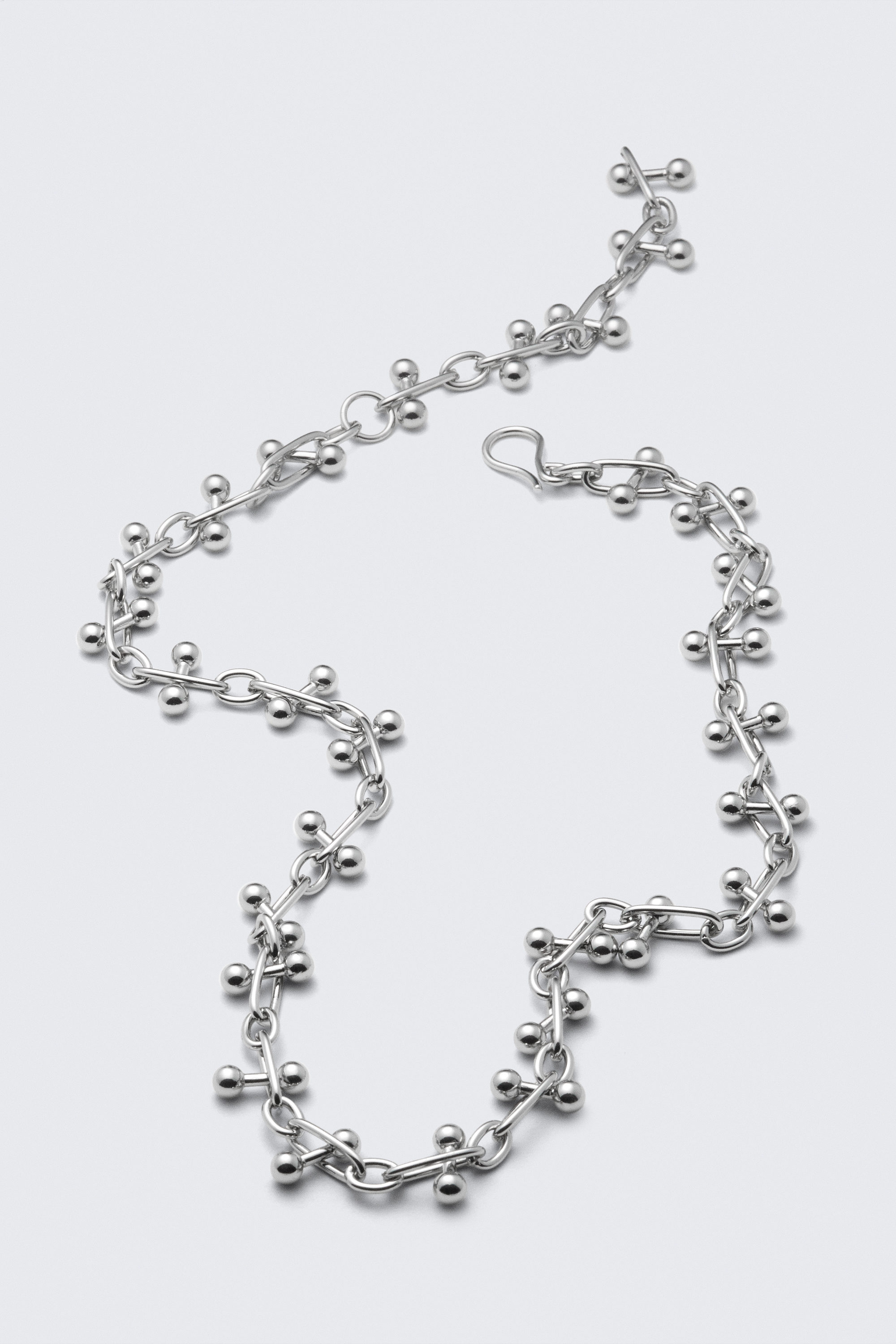 Silver - Barbell Chain Necklace - 1