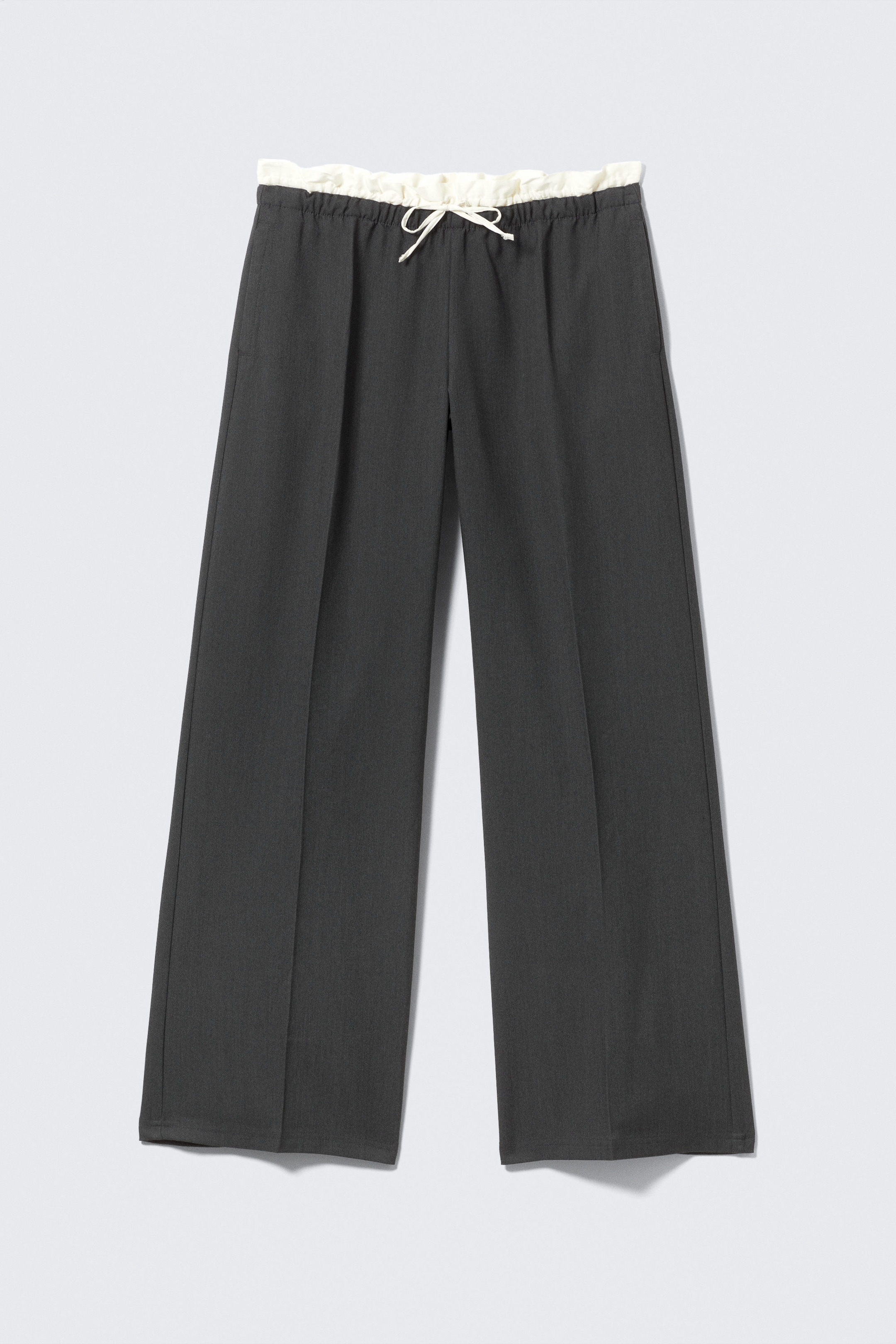 Dark Grey - Pull-On Mid-Rise Suiting Trousers - 1