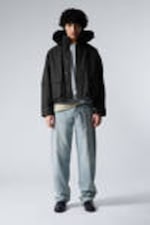 Black - Relaxed Fit Hooded Jacket - 0