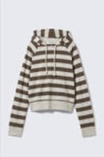 Grey & Dark Mole Stripe - Tight Cotton Jersey Hoodie - 3
