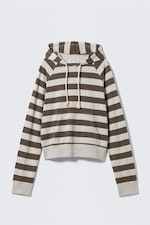Grey & Dark Mole Stripe - Tight Cotton Jersey Hoodie - 0