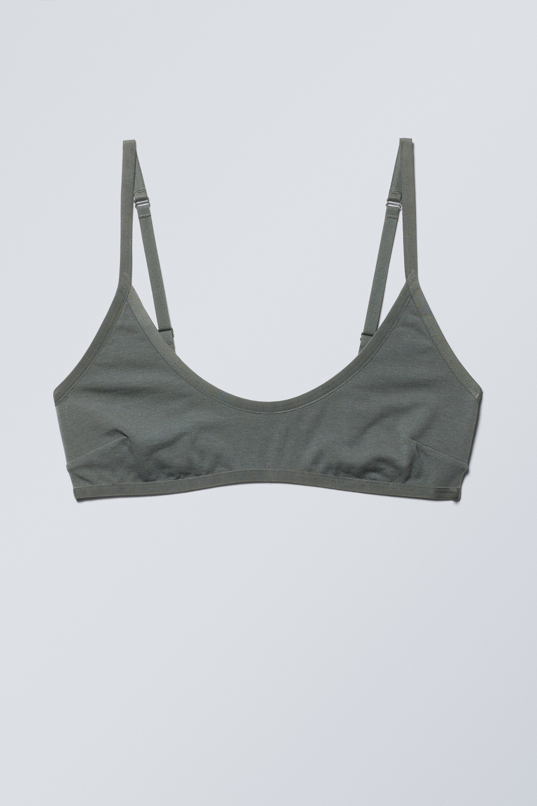 Kaki foncé - Brassière décolletée en coton Inez - 0