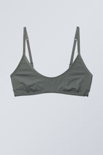 Kaki foncé - Brassière décolletée en coton Inez - 0