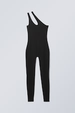 Black - Arch One Shoulder Catsuit - 0