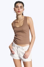 Dusty Mole - Ribbed Square Tank Top - 0
