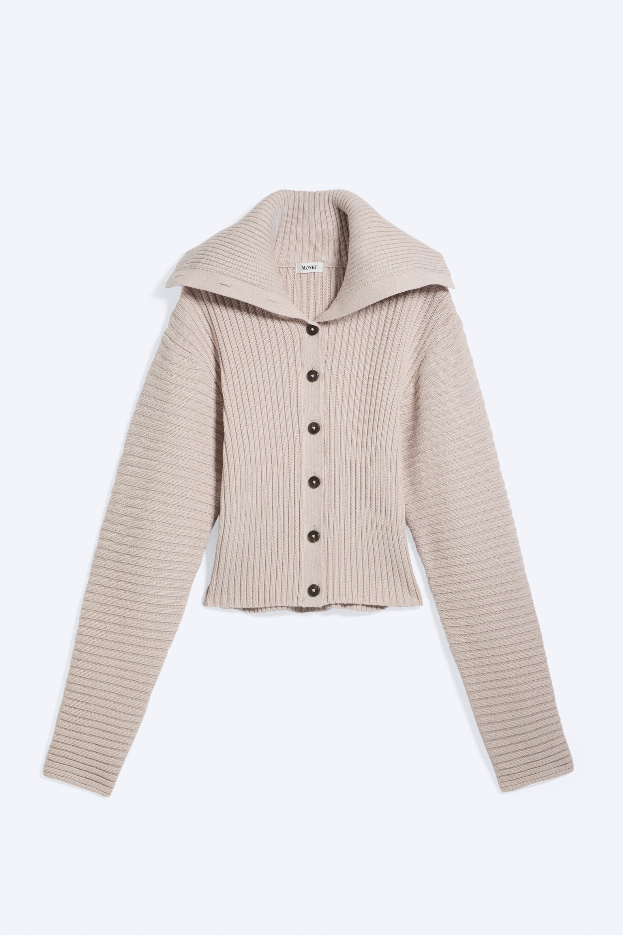 Gedecktes helles Taupe - Taillenbetonter Strick-Cardigan - 4