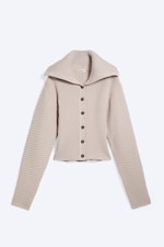 Gedecktes helles Taupe - Taillenbetonter Strick-Cardigan - 4