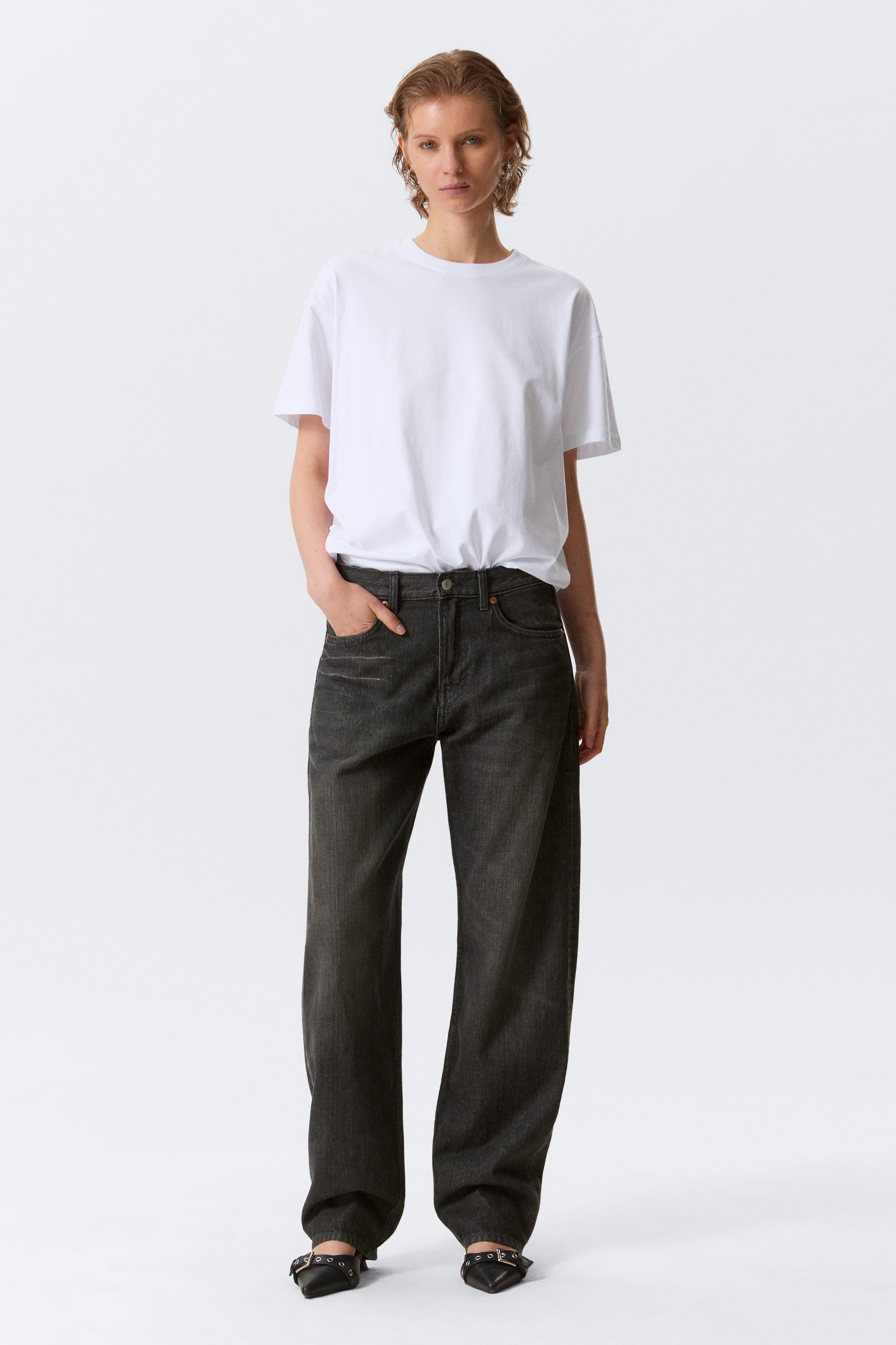 Chelsea Black - Noir - Jean unisexe à jambes larges et taille mi-haute Nebula - 5