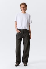 Chelsea Black - Black - Nebula Mid Rise Loose Barrel Leg Unisex Jeans - 2