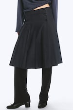 Checked Dark Grey Melange - Plissierter Midirock - 2