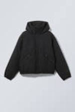 Black - Padded Hooded Puffer Jacket - 0