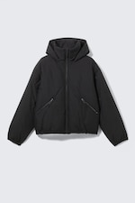 Black - Padded Hooded Puffer Jacket - 7
