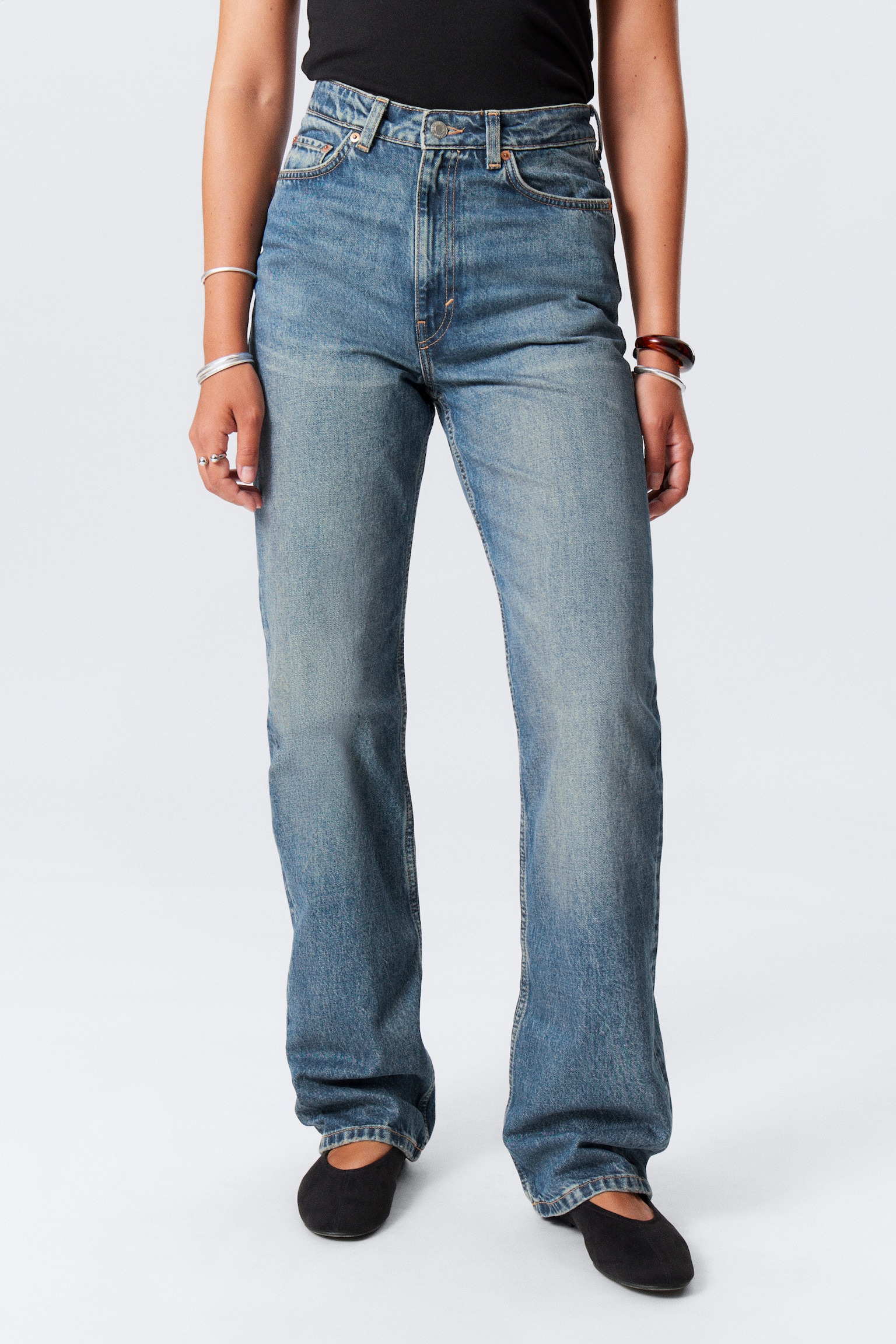 Rowe Super High Waisted Regular Straight Leg Jeans - Iron Blue - Medium Blue/Πορτ Μπλε - Ανοιχτό Μπλε/2000 Blue - Medium Blue/Compact Blue - Dark Blue/Echo Black - Black/Nobel Blue - Medium Blue - 7