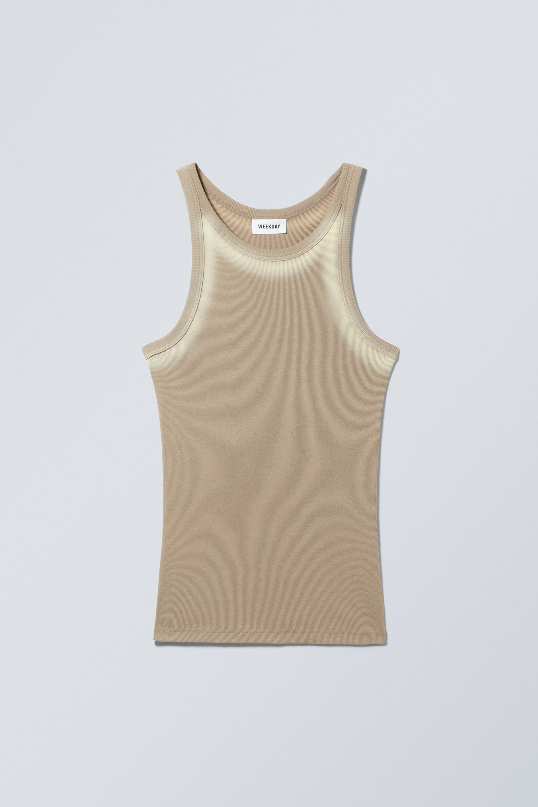 Helles Graubraun m. Beige-Fade - Ripp-Tanktop mit Fading-Effekt - 1