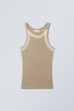 Helles Graubraun m. Beige-Fade - Ripp-Tanktop mit Fading-Effekt - 0