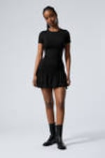 Schwarz - T-Shirt-Kleid mit Ballon-Silhouette - 0